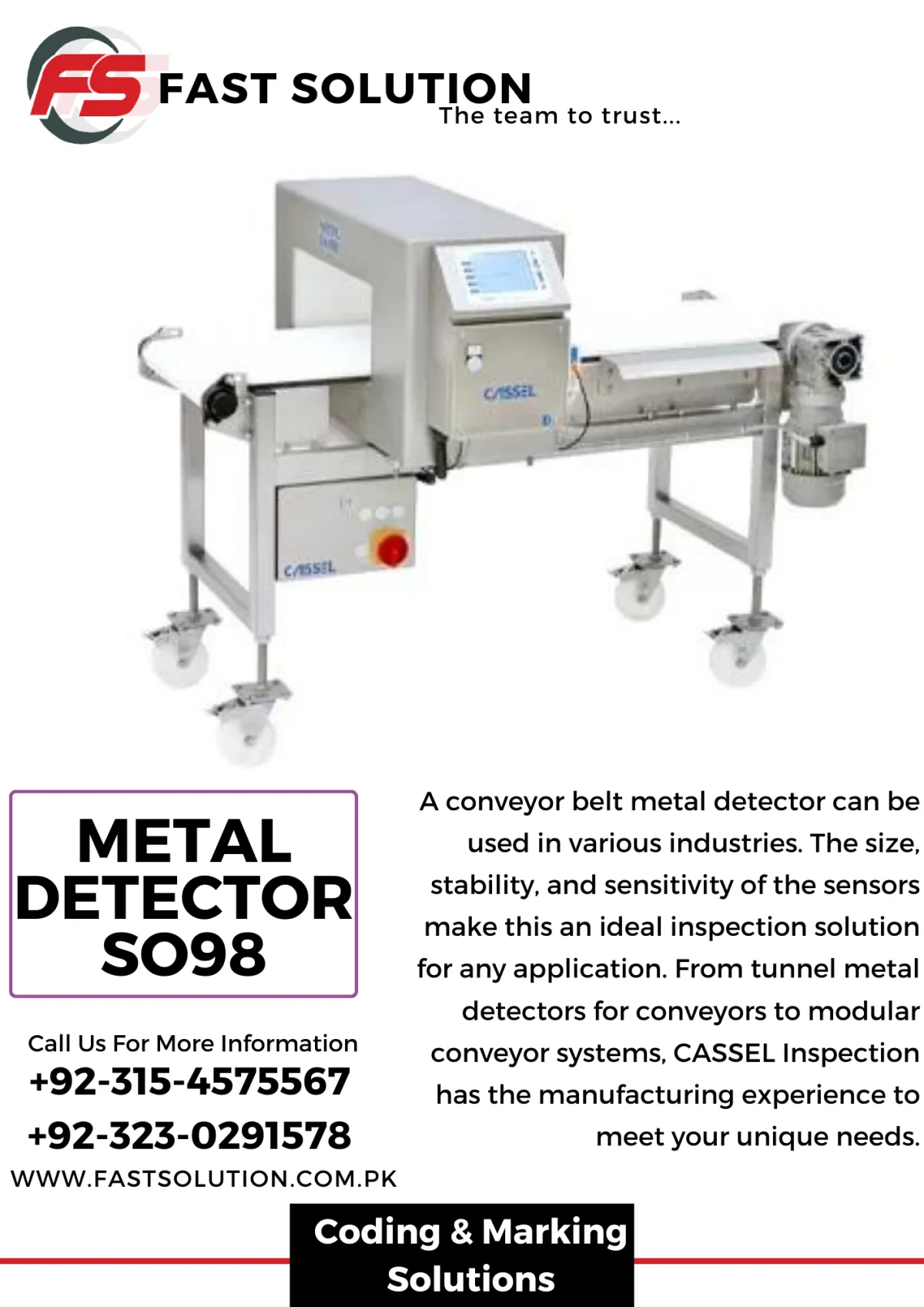 Intelligent Conveyor Belt Metal Detector - SO98