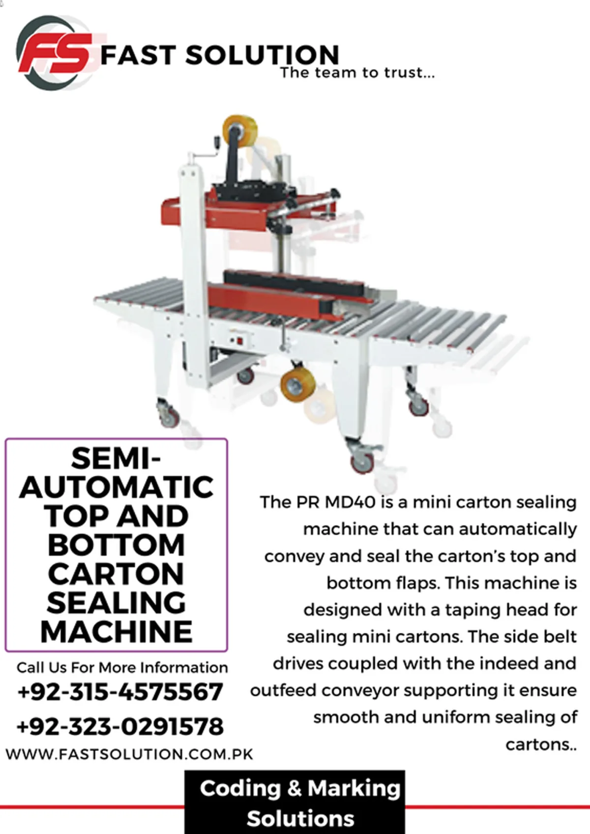 Semi-Automatic Top And Bottom Carton Sealing Machine - PR MD 40 – Mini Carton Sealing Machine