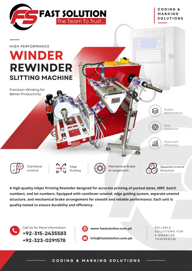 High Speed  Winder Re-winder / Slitting Machine - Made in Pakistan
